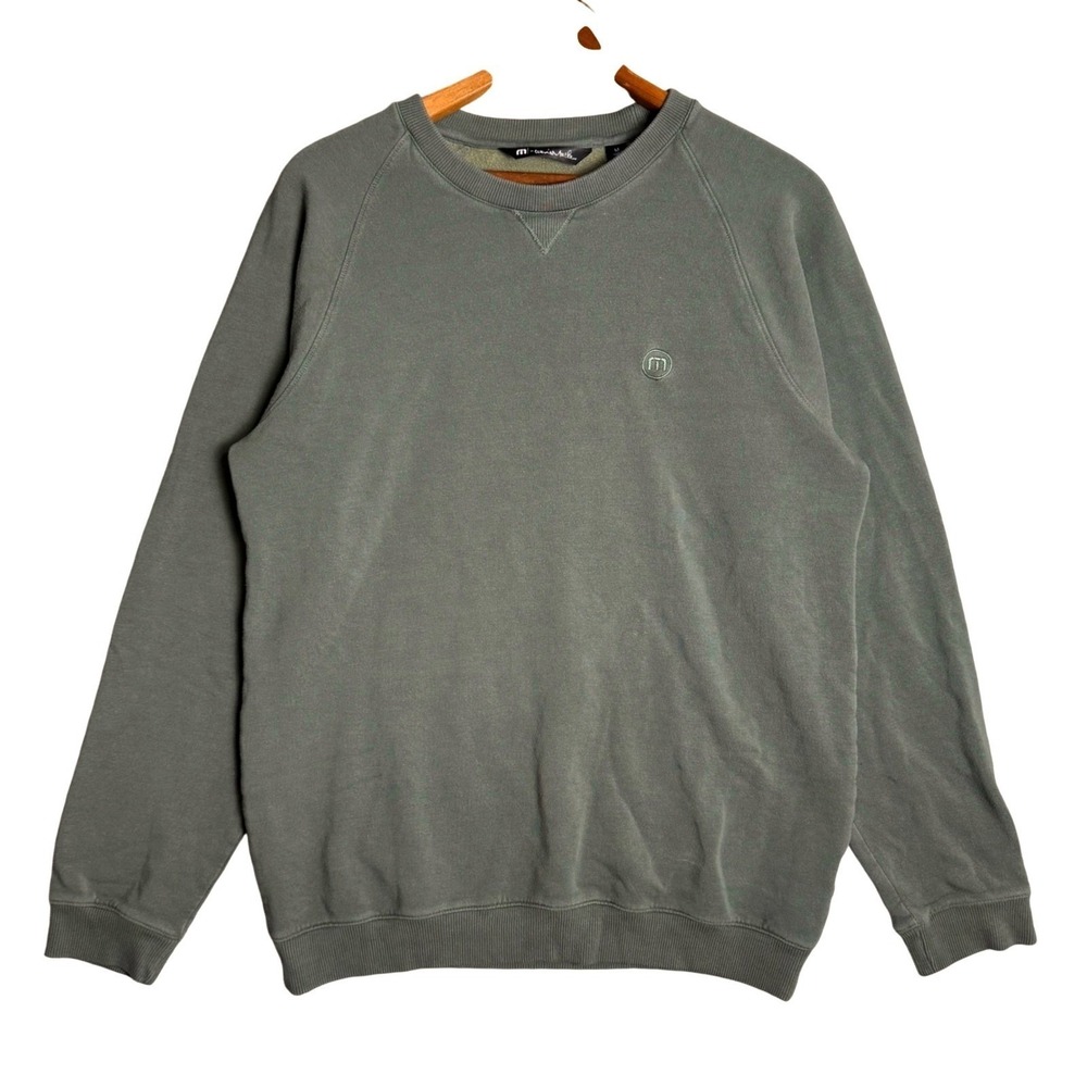 TravisMathew‎ Mens Sage Green Crewneck Sweatshirt Raglan Fleece Pullover Size M